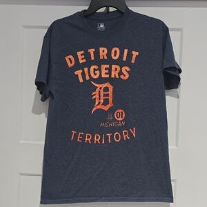 MLB Detroit Tigers Navy Blue Short Sleeve Tee with Orange Graphic